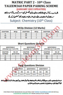 10th Class Chemistry Pairing Scheme 2023 (Punjab) - Taleem360