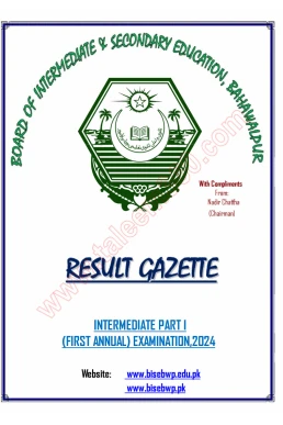 BISE Bahawalpur Board 11th Class Result Gazette 2024 PDF