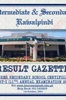 BISE Rawalpindi 11th Class Result Gazette 2024 PDF